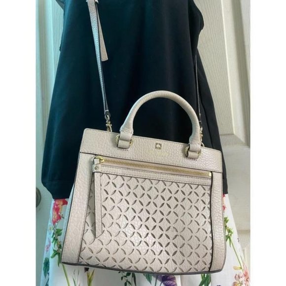 kate spade medium handbag w strap white leather cr - Picture 8 of 12